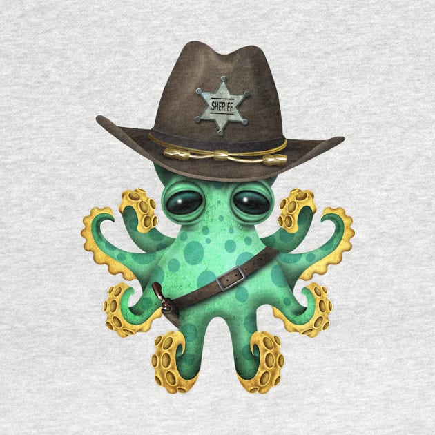 Cute Green Baby Octopus Sheriff by jeffbartels